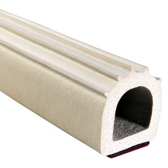 Fairchild® RS1028-50 - 50' White EPDM Sponge Rubber D-Seal with HATs Tape & Ribs