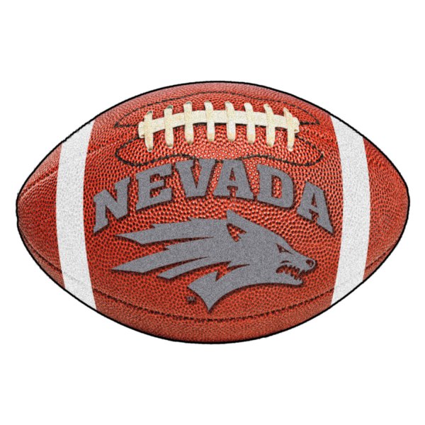 FanMats® - University of Nevada 20.5" x 32.5" Nylon Face Football Ball Floor Mat with "Nevada & Wolf" Logo