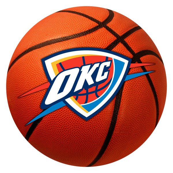 FanMats® - Oklahoma City Thunder 27" Dia Nylon Face Basketball Ball Floor Mat with "OKC Icon" Primary Logo