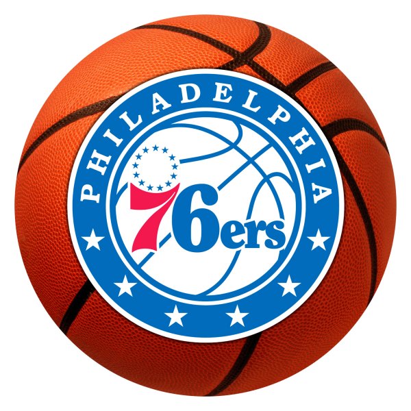 FanMats® - Philadelphia 76ers 27" Dia Nylon Face Basketball Ball Floor Mat with "76 & Stars" Primary Logo