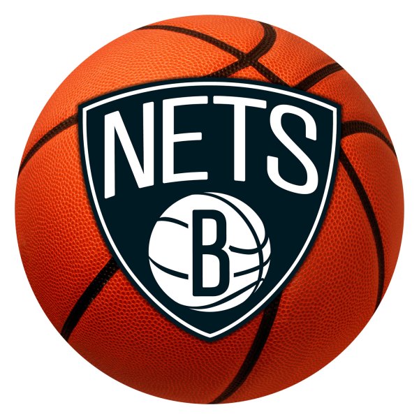 FanMats® - Brooklyn Nets 27" Dia Nylon Face Basketball Ball Floor Mat with "Nets & B Shield" Logo