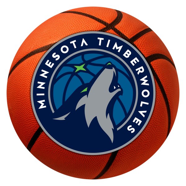 FanMats® - Minnesota Timberwolves 27" Dia Nylon Face Basketball Ball Floor Mat with "Basketball & Wolf" Partial Logo