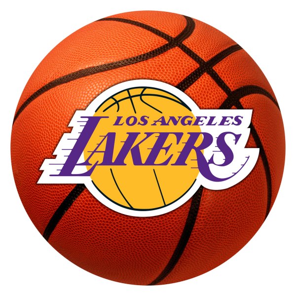 FanMats® - Los Angeles Lakers 27" Dia Nylon Face Basketball Ball Floor Mat with "Lakers" Primary Logo