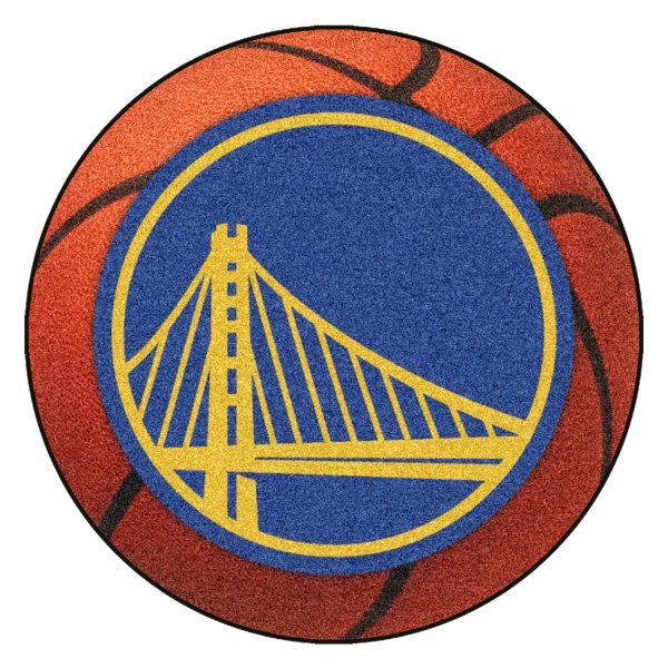FanMats® - Golden State Warriors 27" Dia Nylon Face Basketball Ball Floor Mat with "Circular Golden Gate" Logo