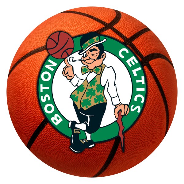 FanMats® - Boston Celtics 27" Dia Nylon Face Basketball Ball Floor Mat with "Clover & Celtics" Logo