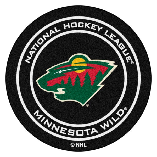 FanMats® - Minnesota Wild 27" Dia Nylon Face Hockey Puck Floor Mat with "Wild" Primary Logo