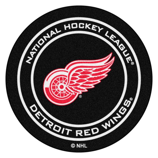 FanMats® - Detroit Red Wings 27" Dia Nylon Face Hockey Puck Floor Mat with "Winged Wheel" Primary Logo