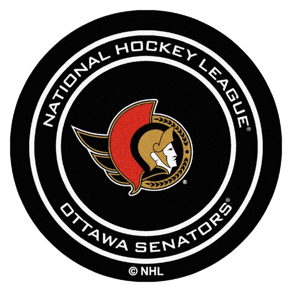 FanMats® - Ottawa Senators 27" Dia Nylon Face Hockey Puck Floor Mat with "Senator" Logo