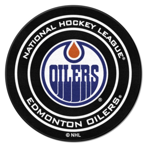 FanMats® - Edmonton Oilers 27" Dia Nylon Face Hockey Puck Floor Mat with "Circle Oilers" Logo