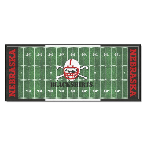 FanMats® - University of Nebraska 30" x 72" Nylon Face Football Field Runner Mat with "Blackshirts" Alternate Logo