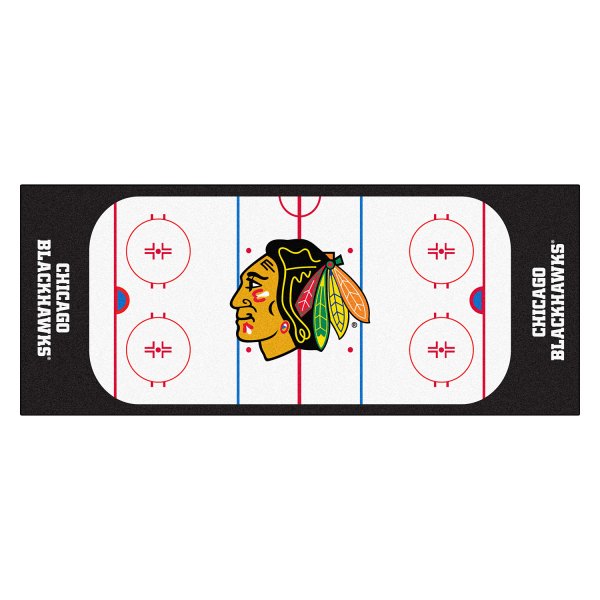 FanMats® - Chicago Blackhawks 30" x 72" Nylon Face Hockey Rink Runner Mat with "Native American" Logo