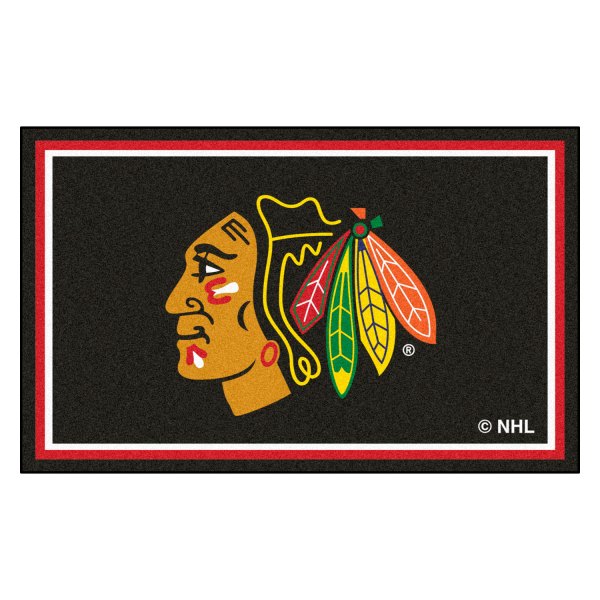FanMats® - Chicago Blackhawks 48" x 72" Nylon Face Ultra Plush Floor Rug with "Native American" Logo