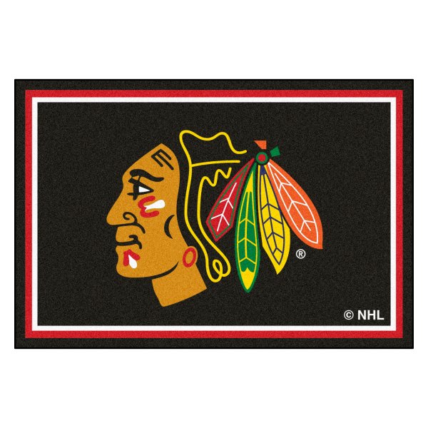 FanMats® - Chicago Blackhawks 60" x 96" Nylon Face Ultra Plush Floor Rug with "Native American" Logo