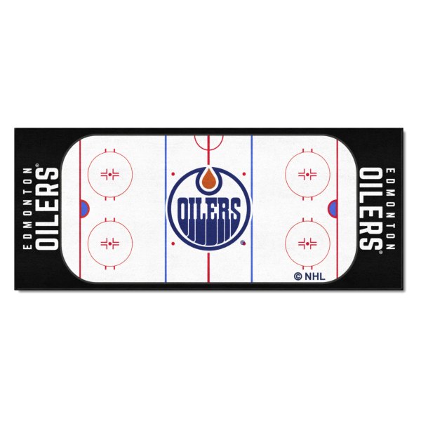 FanMats® - Edmonton Oilers 30" x 72" Nylon Face Hockey Rink Runner Mat with "Circle Oilers" Logo & Wordmark