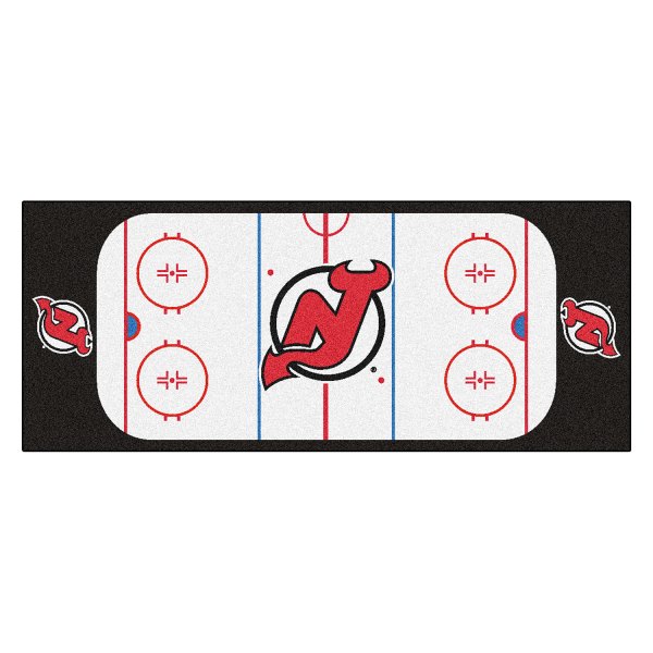 FanMats® - New Jersey Devils 30" x 72" Nylon Face Hockey Rink Runner Mat with "NJ Devil Horn" Logo