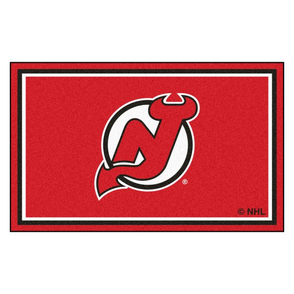 FanMats® - New Jersey Devils 48" x 72" Nylon Face Ultra Plush Floor Rug with "NJ Devil Horn" Logo
