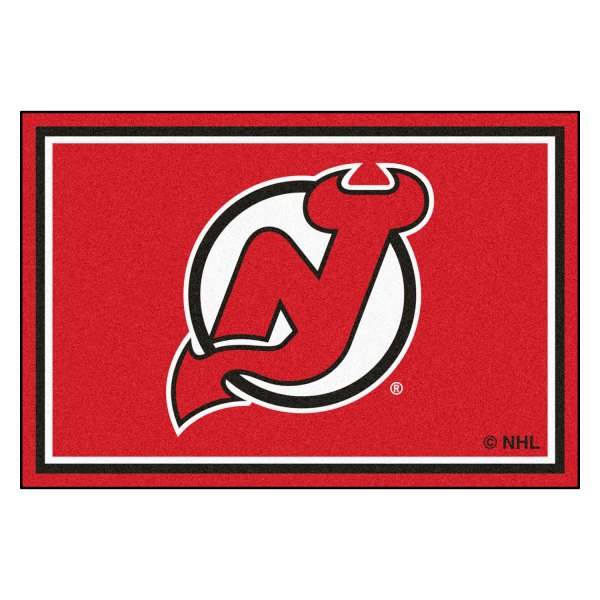 FanMats® - New Jersey Devils 60" x 96" Nylon Face Ultra Plush Floor Rug with "NJ Devil Horn" Logo