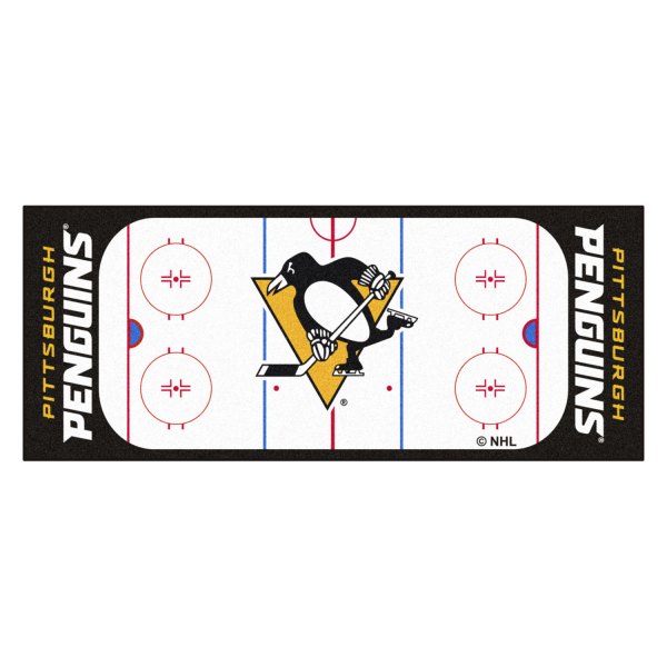 FanMats® - Pittsburgh Penguins 30" x 72" Nylon Face Hockey Rink Runner Mat with "Penguins" Logo