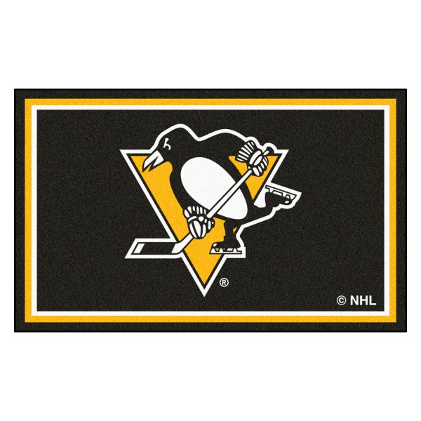 FanMats® - Pittsburgh Penguins 48" x 72" Nylon Face Ultra Plush Floor Rug with "Penguins" Logo