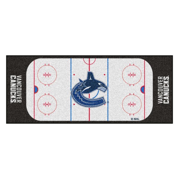 FanMats® - Vancouver Canucks 30" x 72" Nylon Face Hockey Rink Runner Mat with "Jumping Orca" Logo