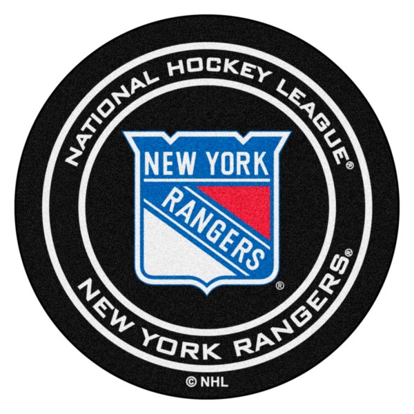 FanMats® - New York Rangers 27" Dia Nylon Face Hockey Puck Floor Mat with "New York Rangers Shield" Logo