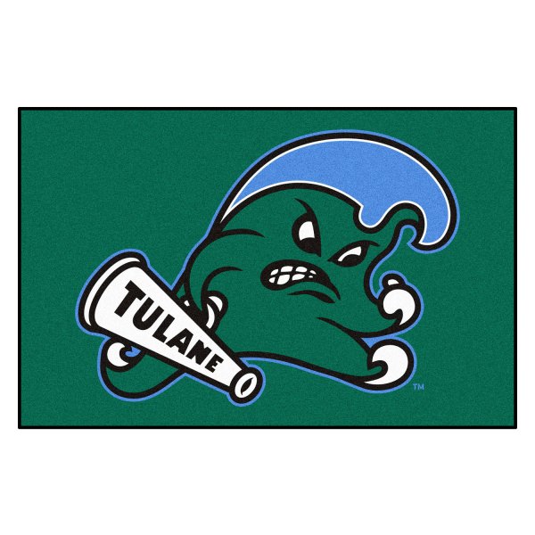 FanMats® - Tulane University 60" x 96" Nylon Face Ulti-Mat with "Angry Wave" Primary Logo
