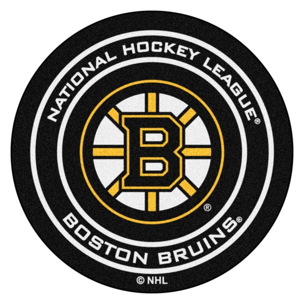 FanMats® - Boston Bruins 27" Dia Nylon Face Hockey Puck Floor Mat with "Spoked-B" Logo