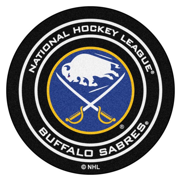 FanMats® - Buffalo Sabres 27" Dia Nylon Face Hockey Puck Floor Mat with "Circle Buffalo Crossed Sabres" Logo