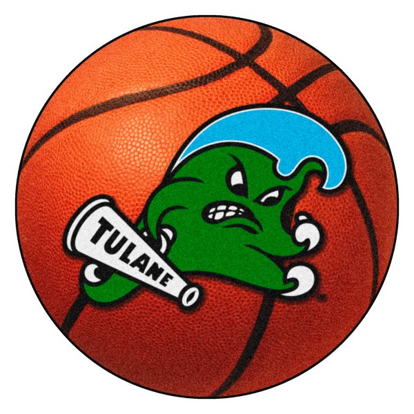 FanMats® - Tulane University 27" Dia Nylon Face Basketball Ball Floor Mat with "Angry Wave" Primary Logo