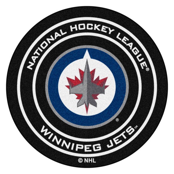 FanMats® - Winnipeg Jets 27" Dia Nylon Face Hockey Puck Floor Mat with "Jets Primary" Logo