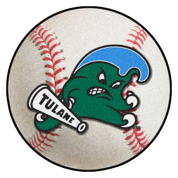 FanMats® - Tulane University 27" Dia Nylon Face Baseball Ball Floor Mat with "Angry Wave" Primary Logo