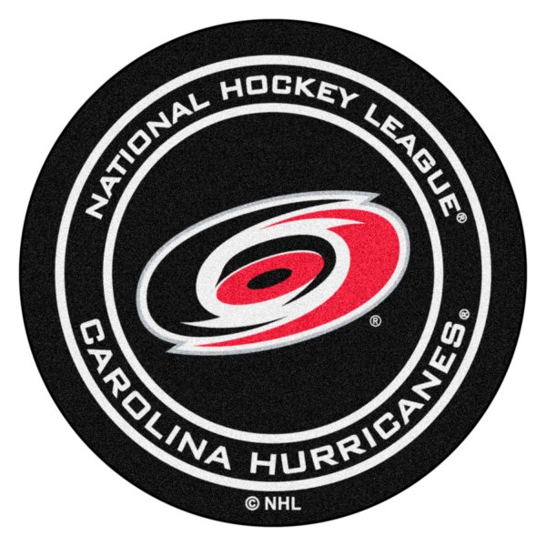 FanMats® - Carolina Hurricanes 27" Dia Nylon Face Hockey Puck Floor Mat with "Eye of Hurricane" Logo