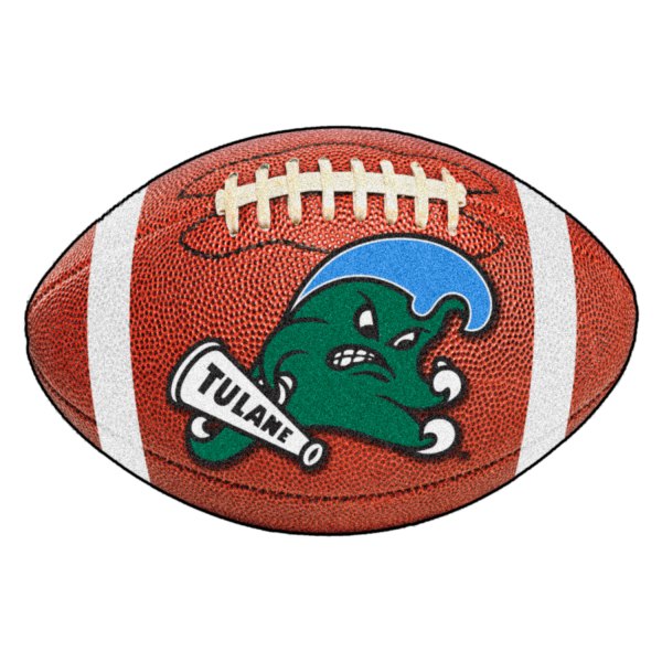FanMats® - Tulane University 20.5" x 32.5" Nylon Face Football Ball Floor Mat with "Angry Wave" Primary Logo