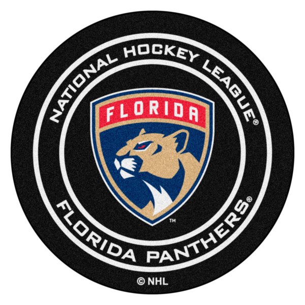 FanMats® - Florida Panthers 27" Dia Nylon Face Hockey Puck Floor Mat with "Shield Panthers" Logo