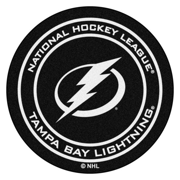 FanMats® - Tampa Bay Lightning 27" Dia Nylon Face Hockey Puck Floor Mat with "Circle Lighting Bolt" Logo