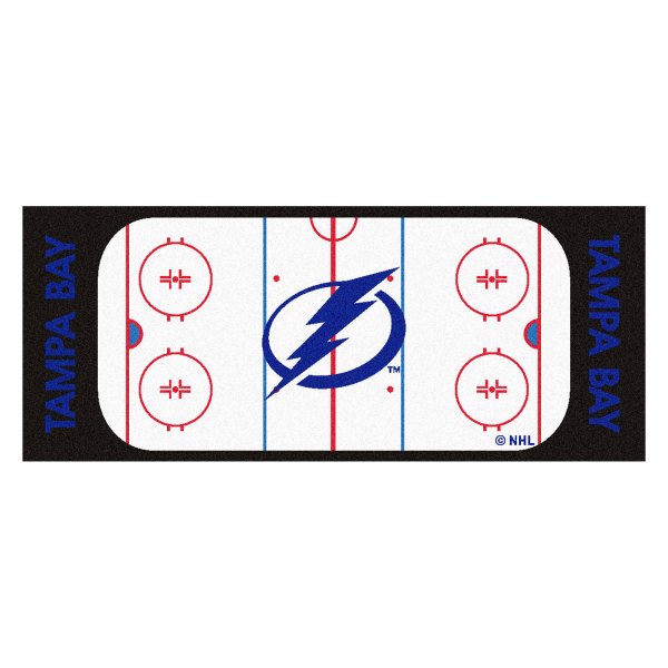 FanMats® - Tampa Bay Lightning 30" x 72" Nylon Face Hockey Rink Runner Mat with "Circle Lighting Bolt" Logo