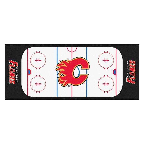 FanMats® - Calgary Flames 30" x 72" Nylon Face Hockey Rink Runner Mat with "Flaming C" Logo