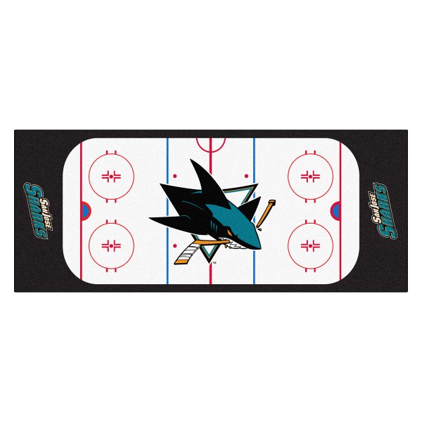 FanMats® - San Jose Sharks 30" x 72" Nylon Face Hockey Rink Runner Mat with "Sharks" Logo