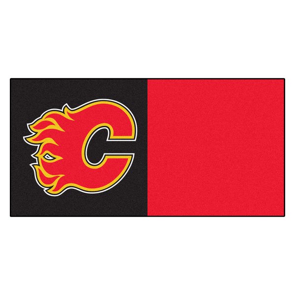 FanMats® - Calgary Flames 18" x 18" Nylon Face Team Carpet Tiles with "Flaming C" Logo