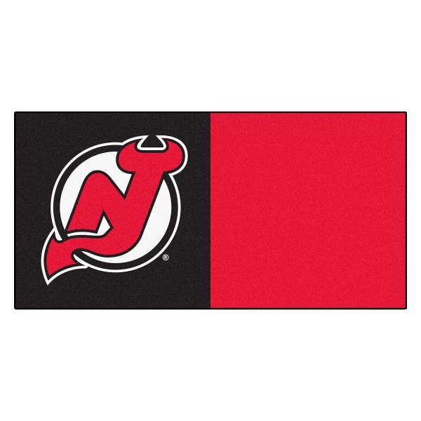 FanMats® - New Jersey Devils 18" x 18" Nylon Face Team Carpet Tiles with "NJ Devil Horn" Logo