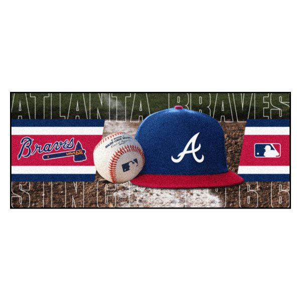 FanMats® - Atlanta Braves 30" x 72" Nylon Face Baseball Runner Mat with "Script A" Logo