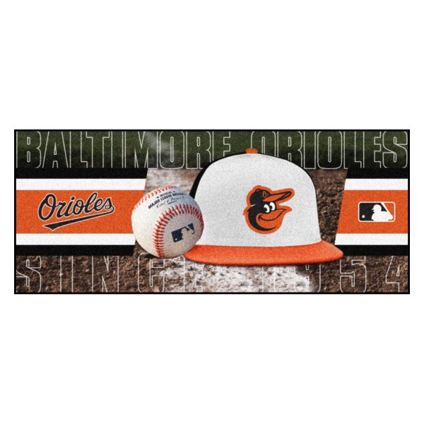 FanMats® - Baltimore Orioles 30" x 72" Nylon Face Baseball Runner Mat with "Cartoon Bird" Logo