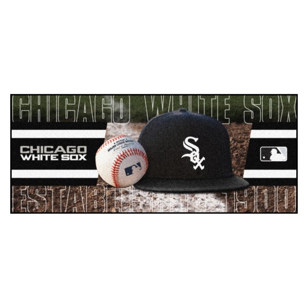FanMats® - Chicago White Sox 30" x 72" Nylon Face Baseball Runner Mat with "Sox" Primary Logo