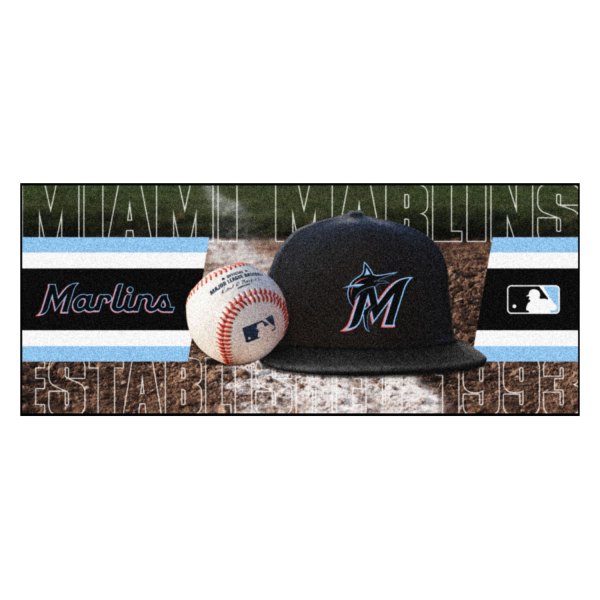 FanMats® - Miami Marlins 30" x 72" Nylon Face Baseball Runner Mat with "M" Logo