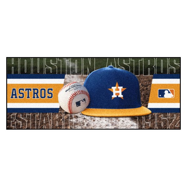 FanMats® - Houston Astros 30" x 72" Nylon Face Baseball Runner Mat with "Circular Houston Astors & H/Star" Logo