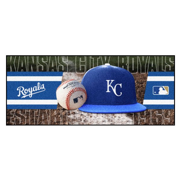 FanMats® - Kansas City Royals 30" x 72" Nylon Face Baseball Runner Mat with "KC Crown with Script Royals" Logo