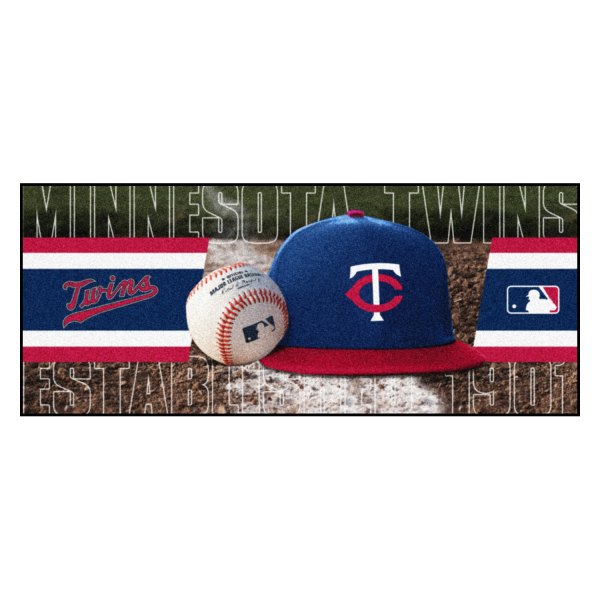 FanMats® - Minnesota Twins 30" x 72" Nylon Face Baseball Runner Mat with "Circular Minnesota Twins" Logo