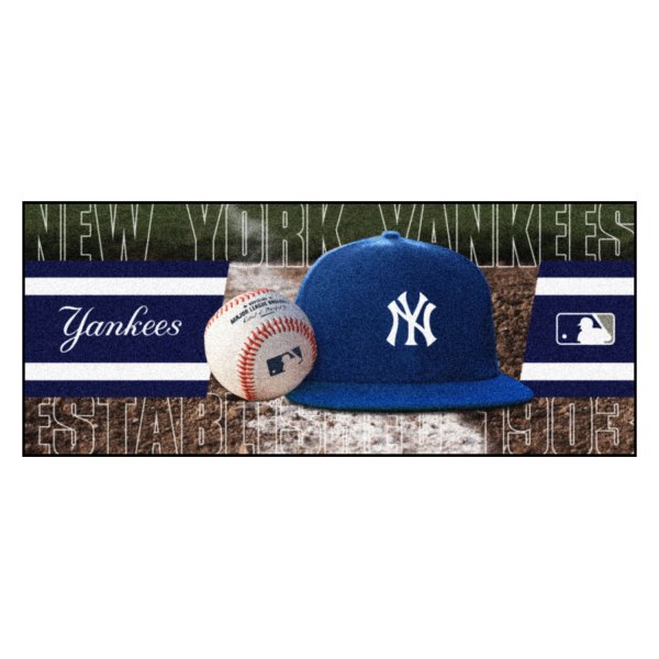 FanMats® - New York Yankees 30" x 72" Nylon Face Baseball Runner Mat with "NY" Logo