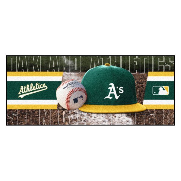 FanMats® - Oakland Athletics 30" x 72" Nylon Face Baseball Runner Mat with "Circular Oakland Athletics with A" Logo