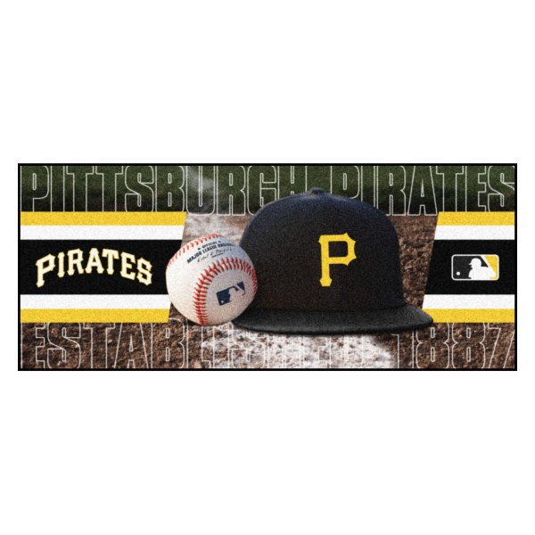 FanMats® - Pittsburgh Pirates 30" x 72" Nylon Face Baseball Runner Mat with "Circular Pittsburgh Pirates with P" Logo